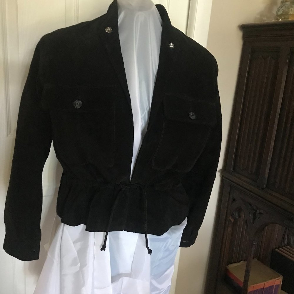 GEORGETOWN LEATHER DESIGN:   VINTAGE BLACK JACKET, SUEDE,  SIZE MEDIUM